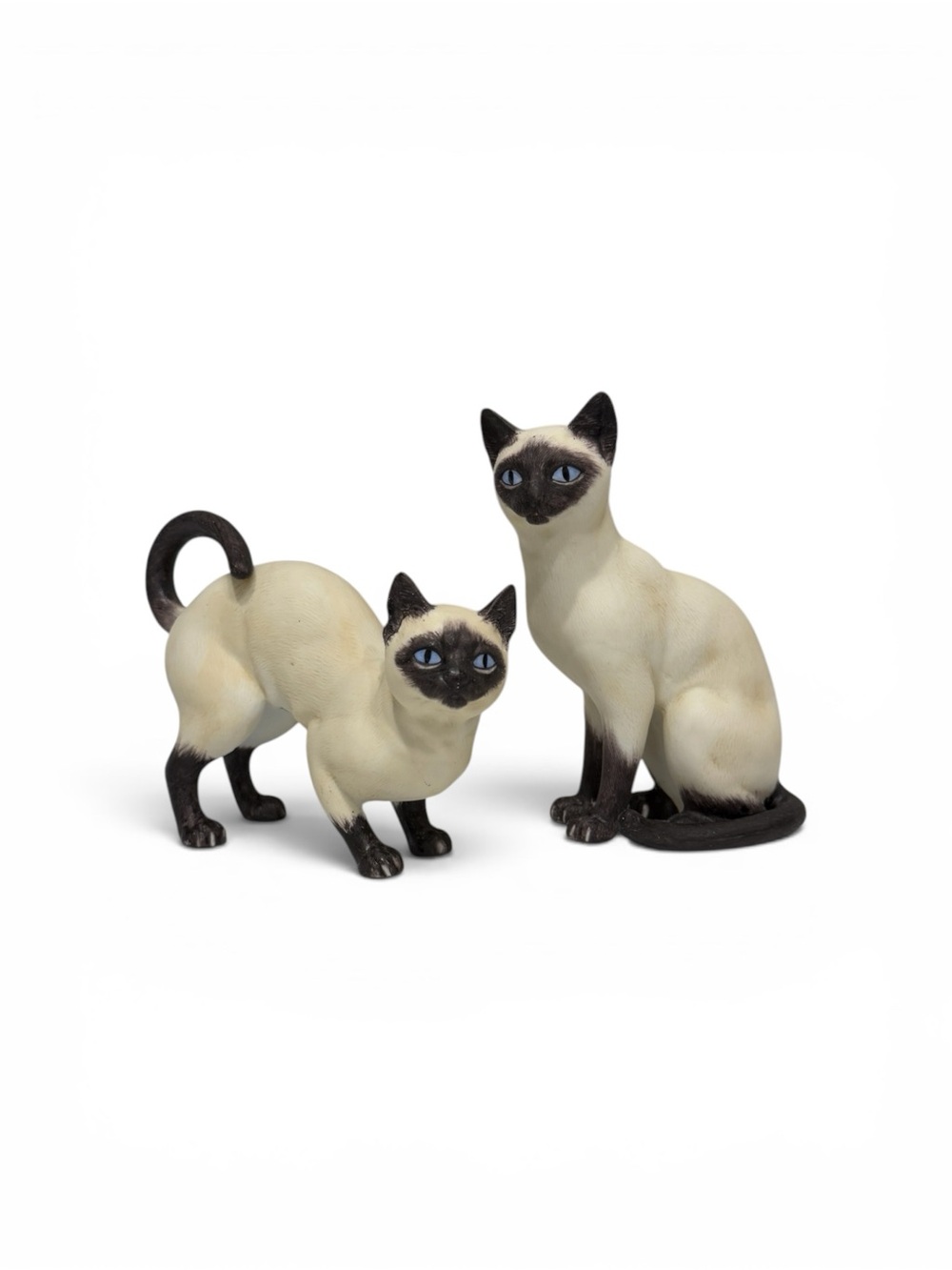 Vintage Andrea by Sadek Siamese Cat Figurine Pair – Cream & Brown Porcelain